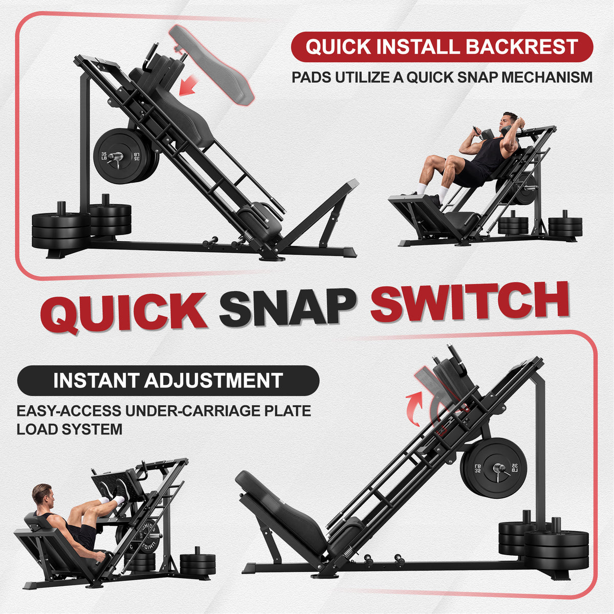 MITONOS Leg Press Hack Squat Machine Combo, 3 in 1 Adjustable Leg Press Machine for Home Gym, Smooth Leg Exercise Machine, Hack Squat Machine for Full Lower Body Workout with Weight Storage Posts L2