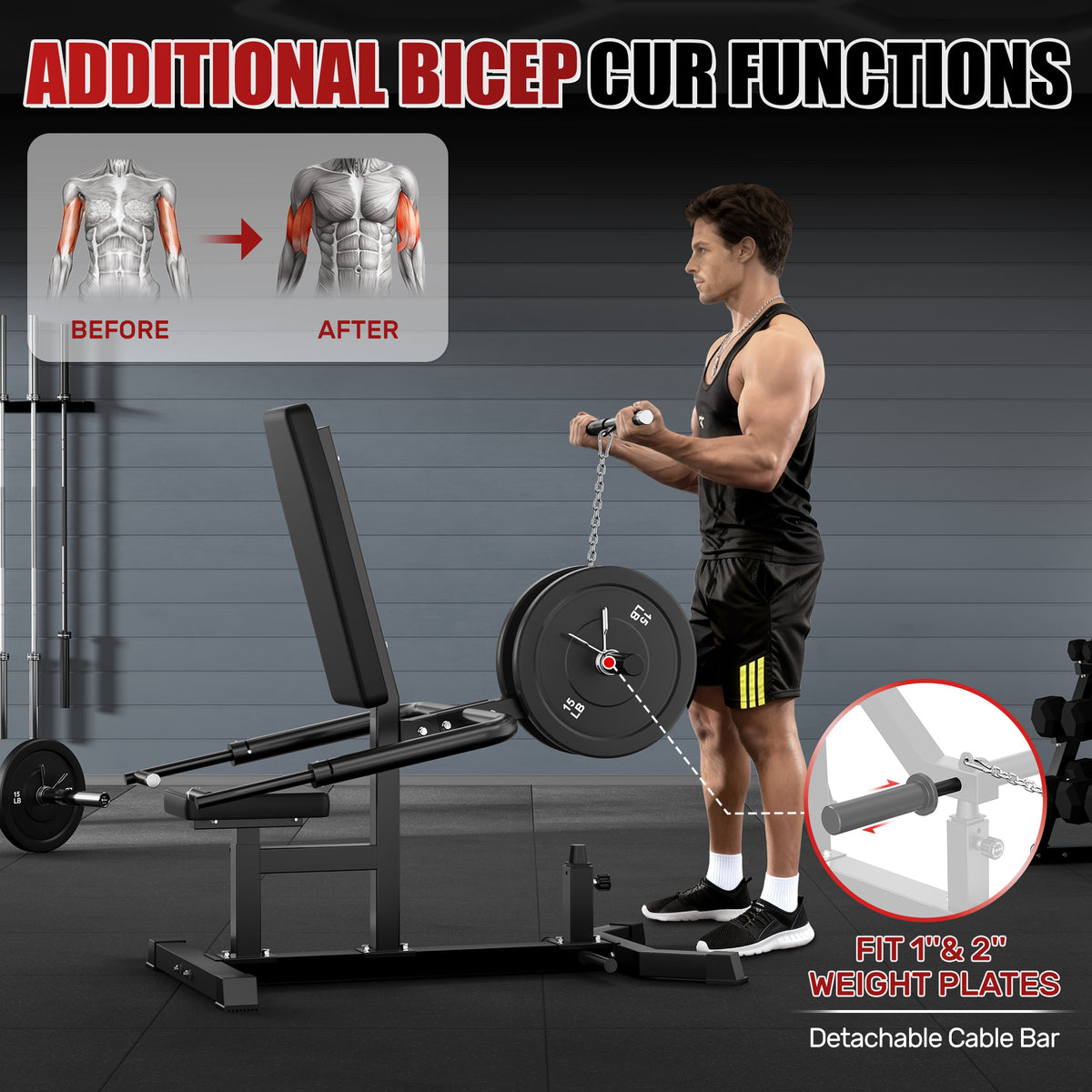 Seated Dip Machine, 400LBS Strength Training Upper Body Machine with Tricep Dip Press & Cable Bar for Home Gym