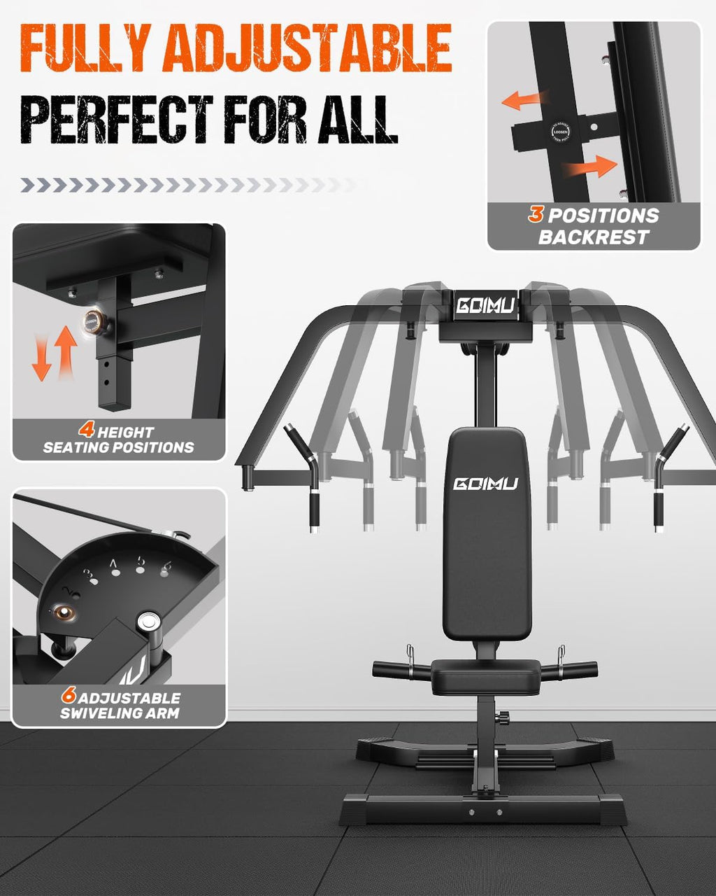 Chest Fly Machine, Reverse Delt Machine Adjustable Upper Body Specialty for Pectoral and Rear Deltoid, Chset Machine with Band Pegs for Home Gym