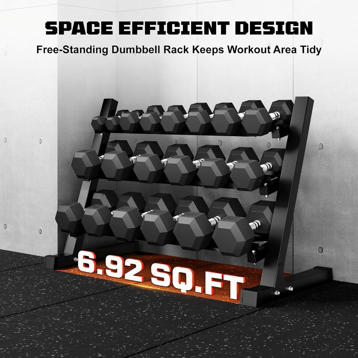 MITONOS 220 Rubber Hex Dumbbell Set, Rubber Hex Dumbbells, Free Weight set for Home Gym, Hand Weights with Chrome Handle for Strength Training