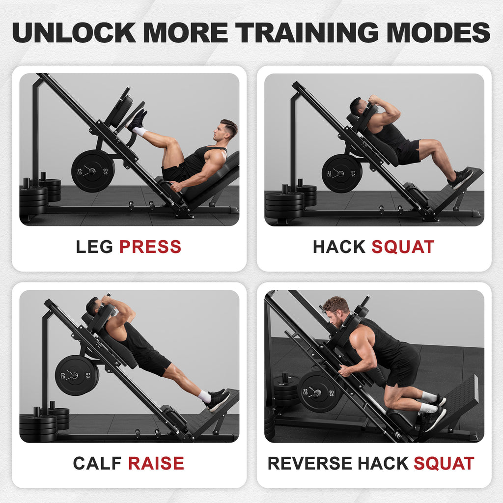 MITONOS Leg Press Hack Squat Machine Combo, 3 in 1 Adjustable Leg Press Machine for Home Gym, Smooth Leg Exercise Machine, Hack Squat Machine for Full Lower Body Workout with Weight Storage Posts L2