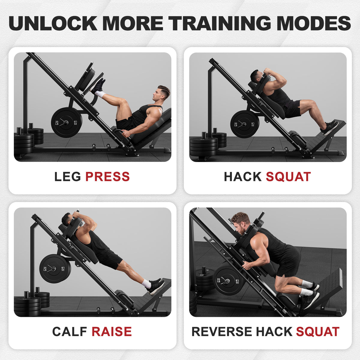 MITONOS Leg Press Hack Squat Machine Combo, 3 in 1 Adjustable Leg Press Machine for Home Gym, Smooth Leg Exercise Machine, Hack Squat Machine for Full Lower Body Workout with Weight Storage Posts L2