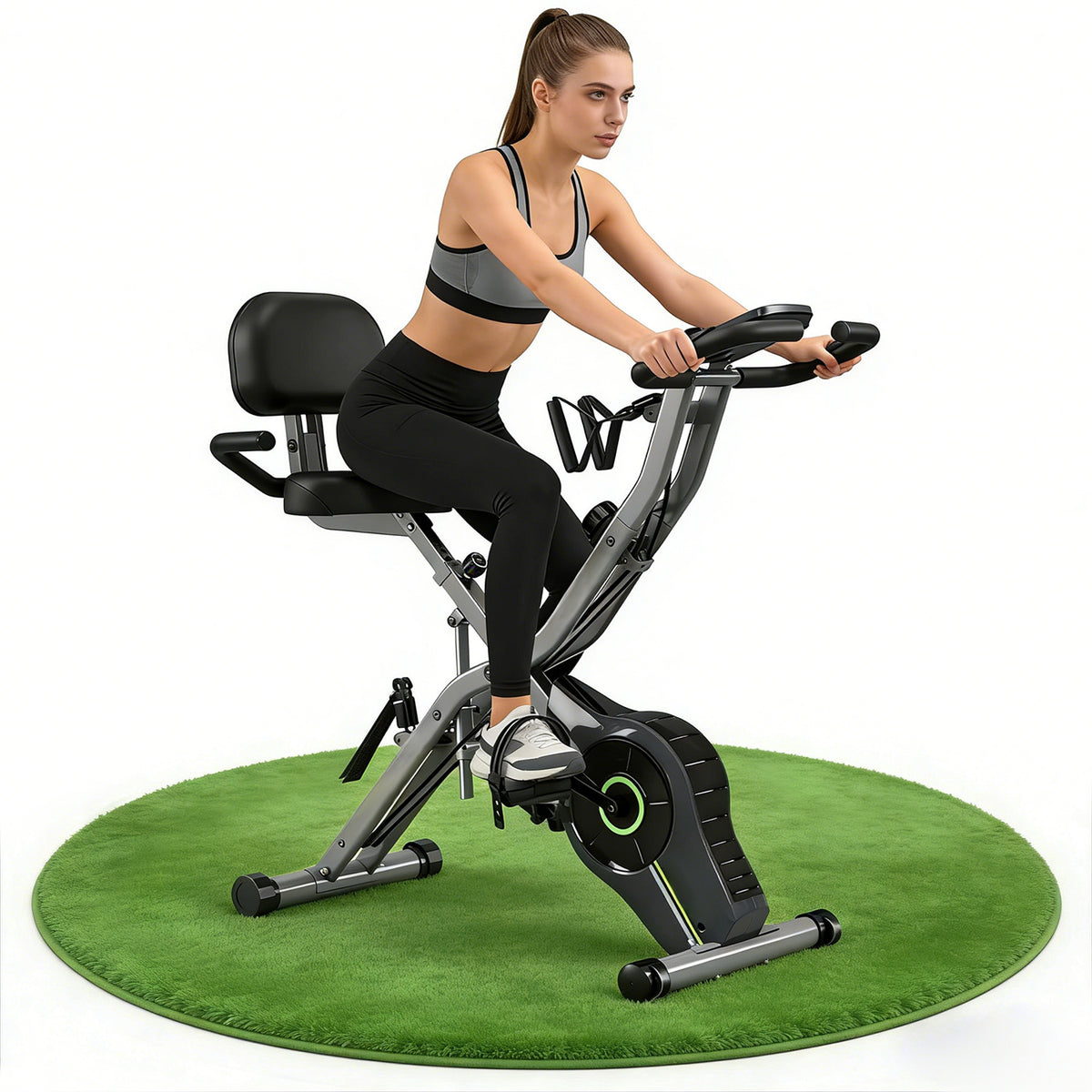 5-in-1 Folding Exercise Bike,Magnetic Cycling Bicycle X Bike with 16 Levels of Resistance for Home Indoor Cardio Workout