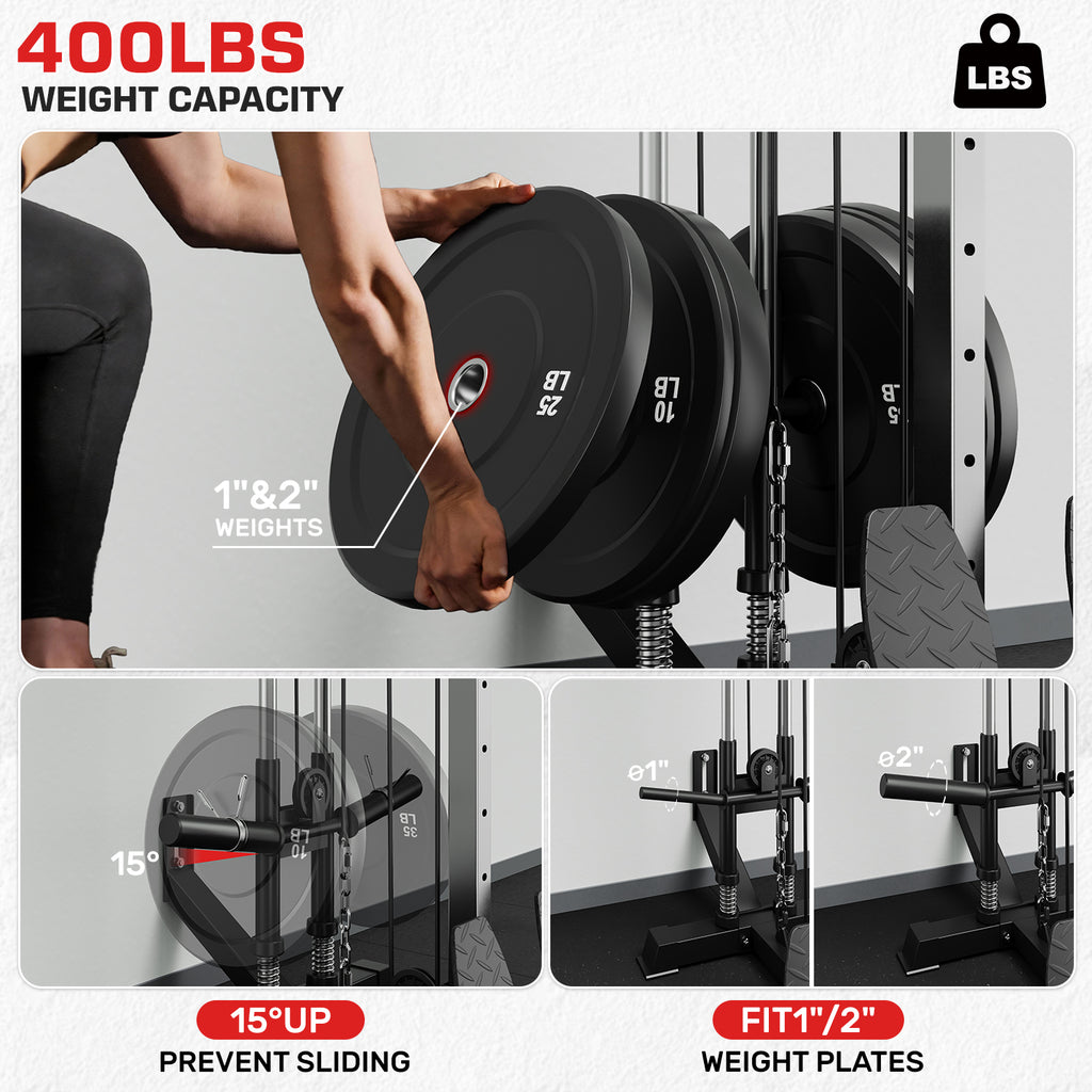 Mitonos Wall Mount Cable Station, WM1 Cable Crossover Machine with 18 Positions, High and Low Cable Crossover Machine with Removable Footplate for Garage Home Gym, BK