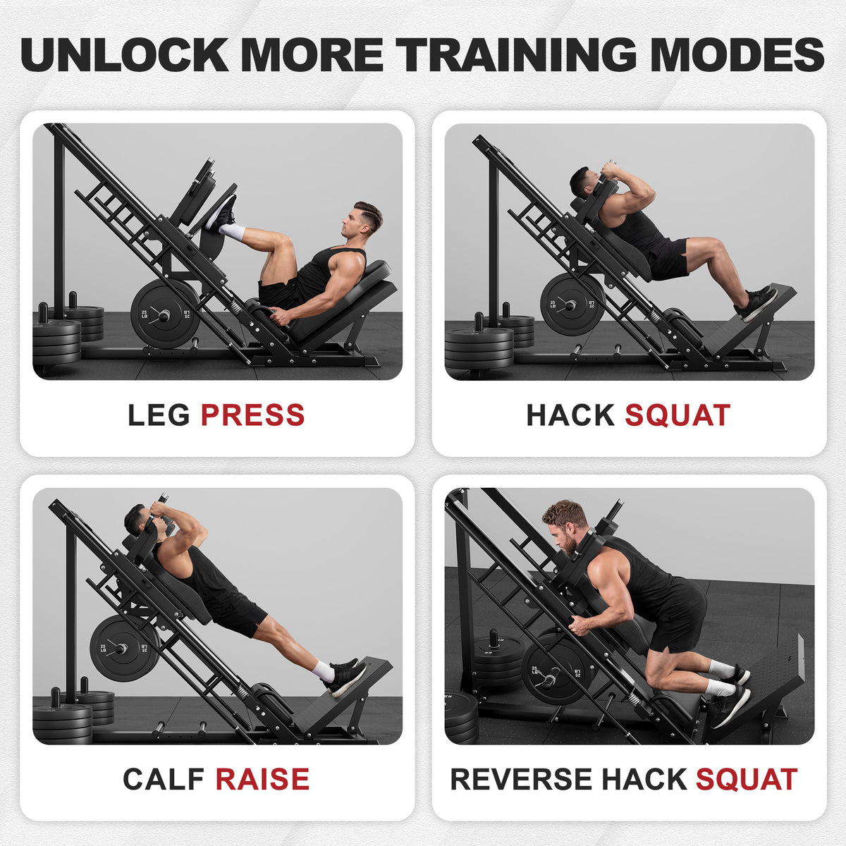 MITONOS Leg Press Hack Squat Machine Combo, 3 in 1 Adjustable Leg Press Machine for Home Gym, Smooth Leg Exercise Machine, Hack Squat Machine for Full Lower Body Workout with Weight Storage Posts L2