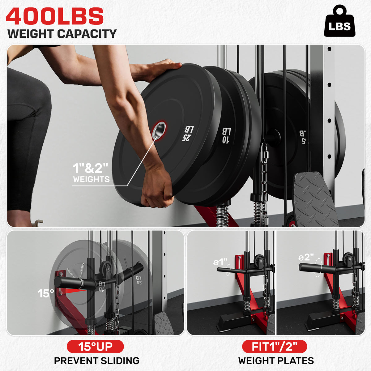 Mitonos Cable Crossover Machine, Lat Pull Down Machine with 18 Positions Dual Pulley System, Wall Mount LAT Pull Down Machine for Home Gym Fitness
