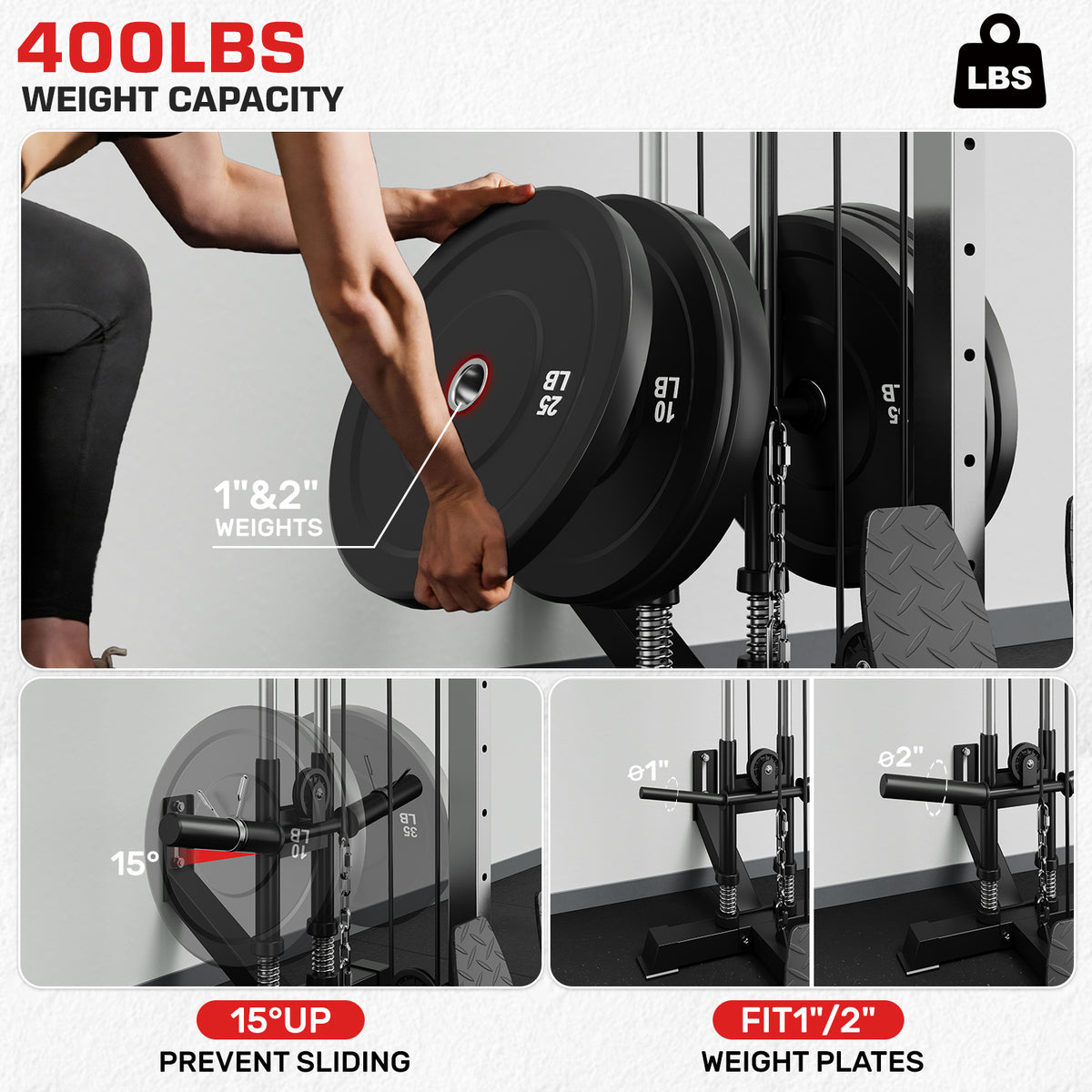 Mitonos Cable Crossover Machine,Wall Mount Cable Station with Adjustable 18 Positions Dual Pulley System,Lat Pull Down Machine with 400LBS Weight Stack for Home Gym Fitness