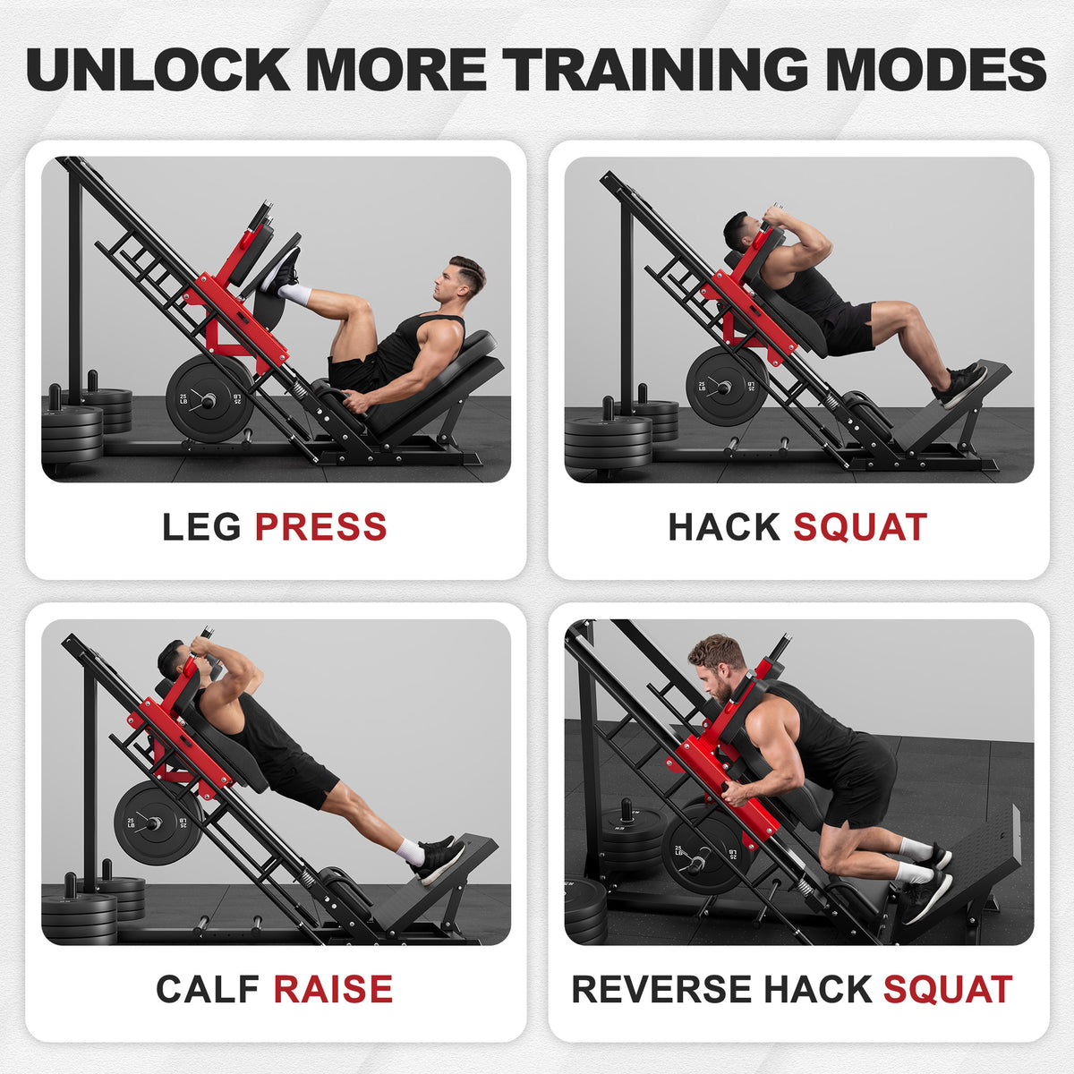 MITONOS Leg Press Hack Squat Machine Combo, 3 in 1 Adjustable Leg Press Machine for Home Gym, Smooth Leg Exercise Machine, Hack Squat Machine for Full Lower Body Workout with Weight Storage Posts L2