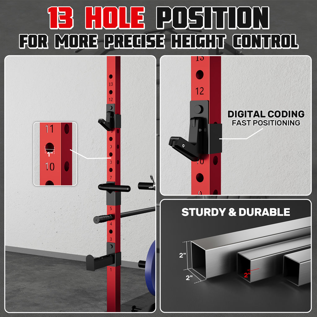 Power Rack Power Cage with LAT Pulldown Attachment and Pull Up Bar,2000LBS Squat Rack for Home Gym