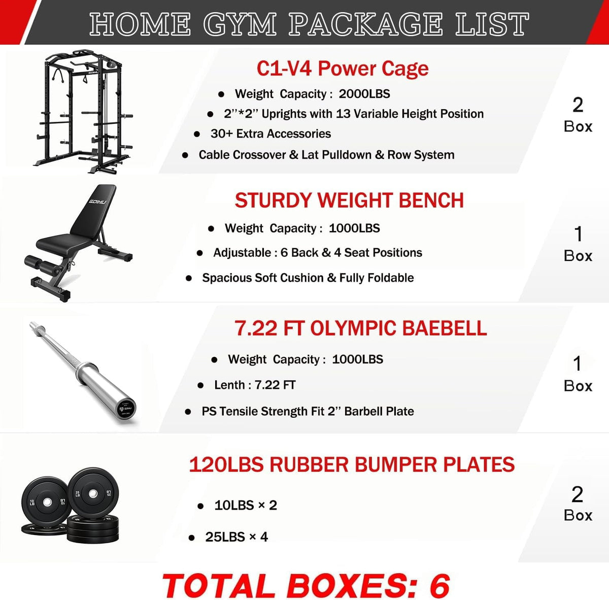 Power Cage, 2000LBS Squat Rack with LAT Pulldown, Multi-Function Weight Cage Strength Training Machine, Workout Cage with More Attachments for Home Gym Garage