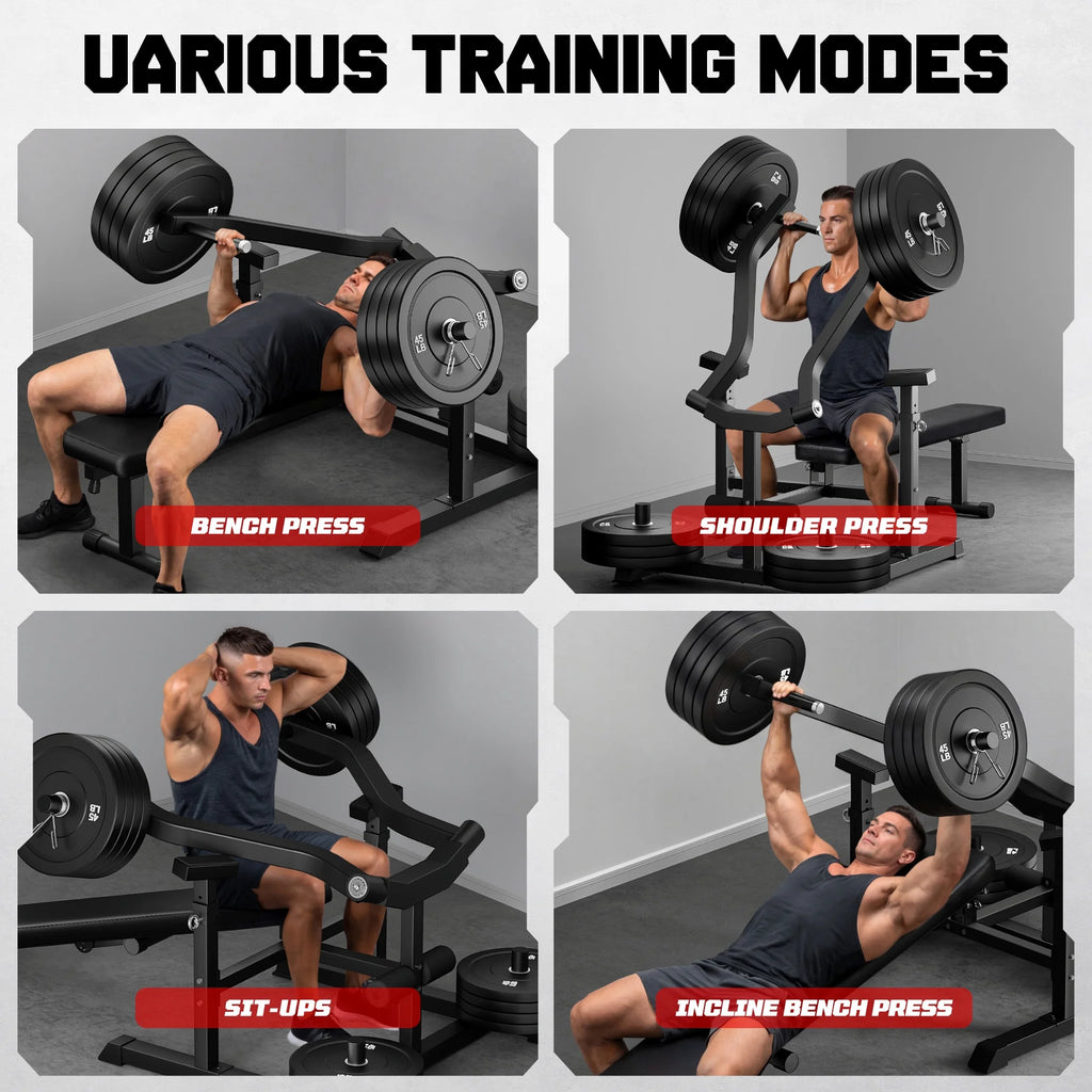 MITONOS Chest Press Machine, 1300lbs Bench Press Machine with Independent Converging Arms, Adjustable Flat Incline Bench for Chest, Arm and AB Workouts