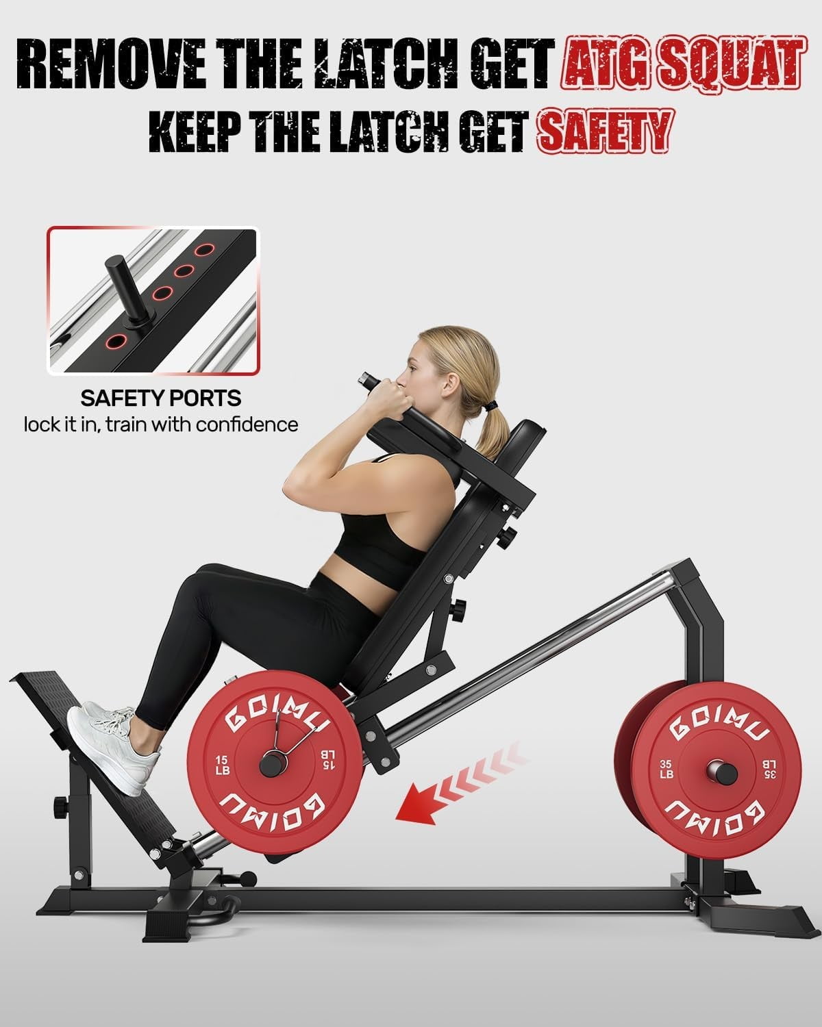 MITONOS Space-Saving Leg Press & Hack Squat Machine, 30-Degree Adjustable Angles Leg Press Machine for Home Gym, Compact Hack Squat Machine with Removable Shoulder Pad, Lower Body Workout Equipment