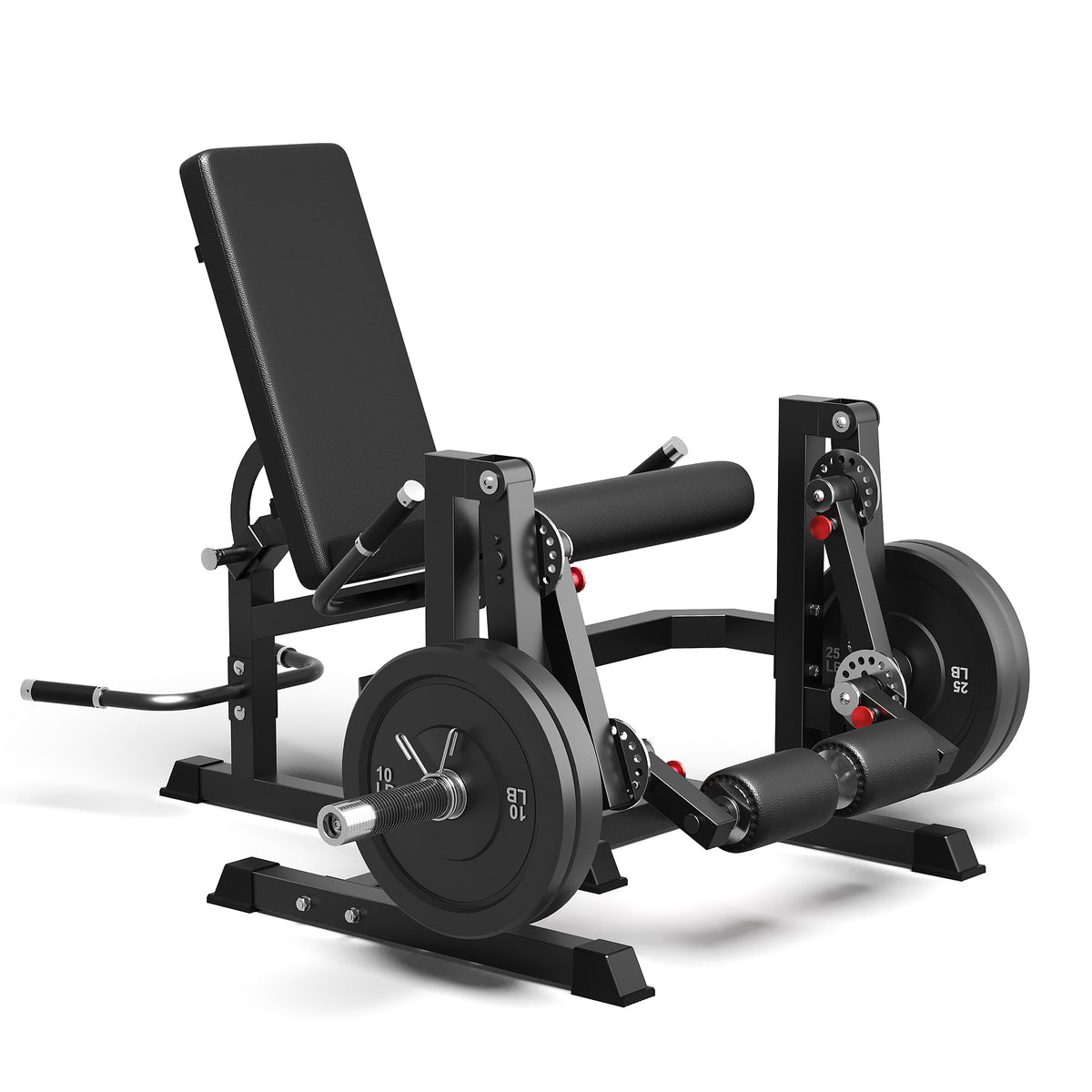 Mitonos Dual Independent Leg Machine Adjustable Unilateral Lower Body Training Equipment Plate Loaded Leg Extension and Leg Curl Machine for Home Gym,Black with 70LBS Black Weight Plates Set