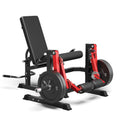Mitonos Dual Independent Leg Machine Adjustable Unilateral Lower Body Training Equipment Plate Loaded Leg Extension and Leg Curl Machine for Home Gym, Red with 70LBS Black Weight Plates Set