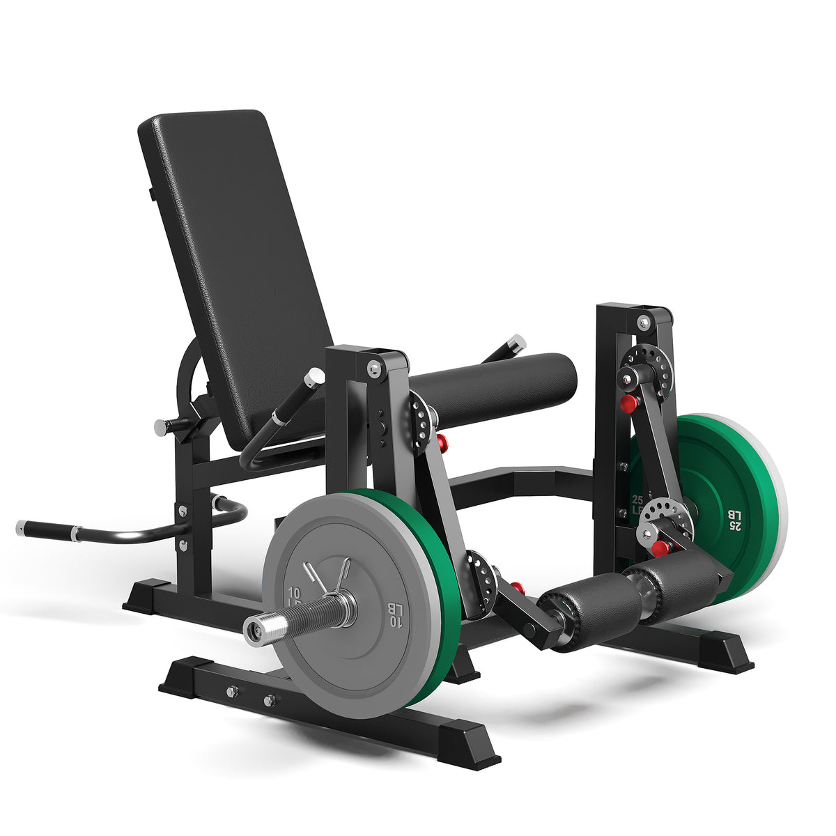 Mitonos Dual Independent Leg Machine Adjustable Unilateral Lower Body Training Equipment Plate Loaded Leg Extension and Leg Curl Machine for Home Gym,Black with 70LBS Colorful Weight Plates Set