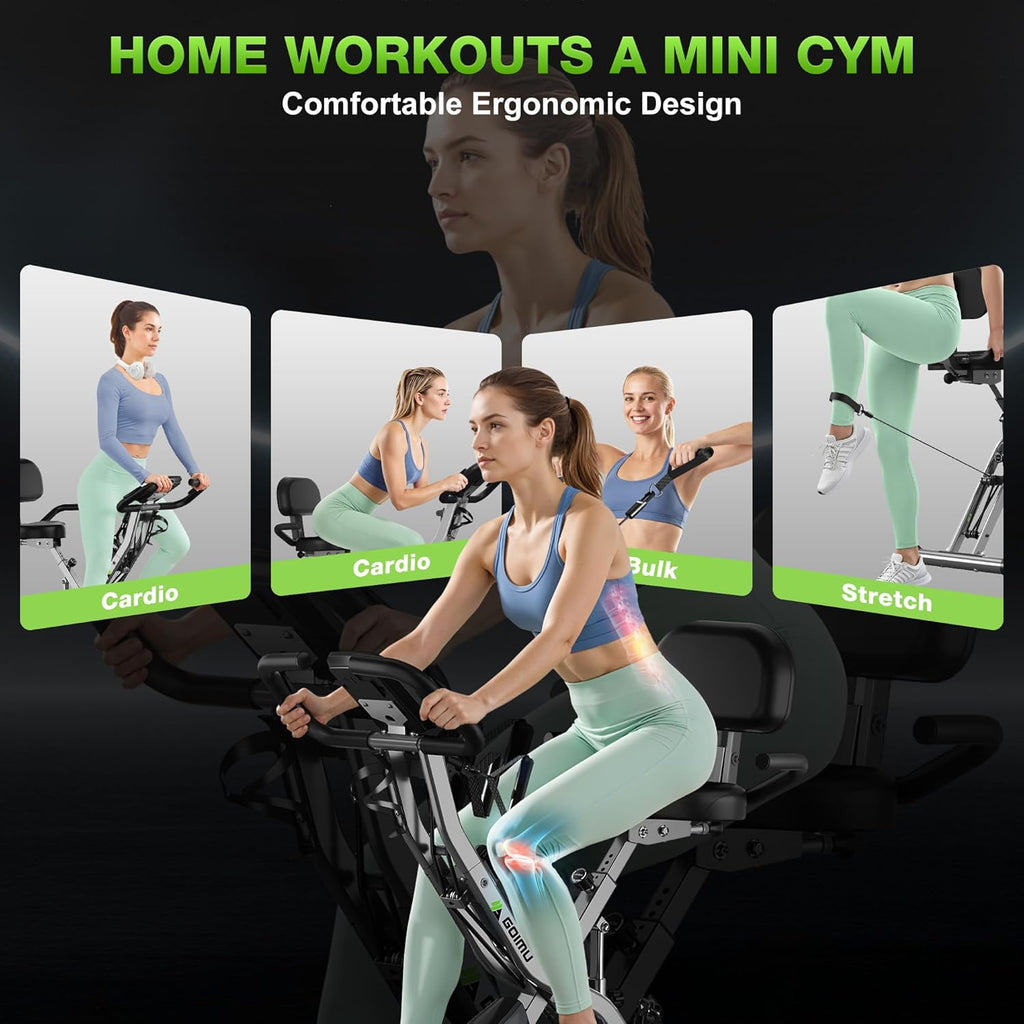 5-in-1 Folding Exercise Bike,Magnetic Cycling Bicycle X Bike with 16 Levels of Resistance for Home Indoor Cardio Workout