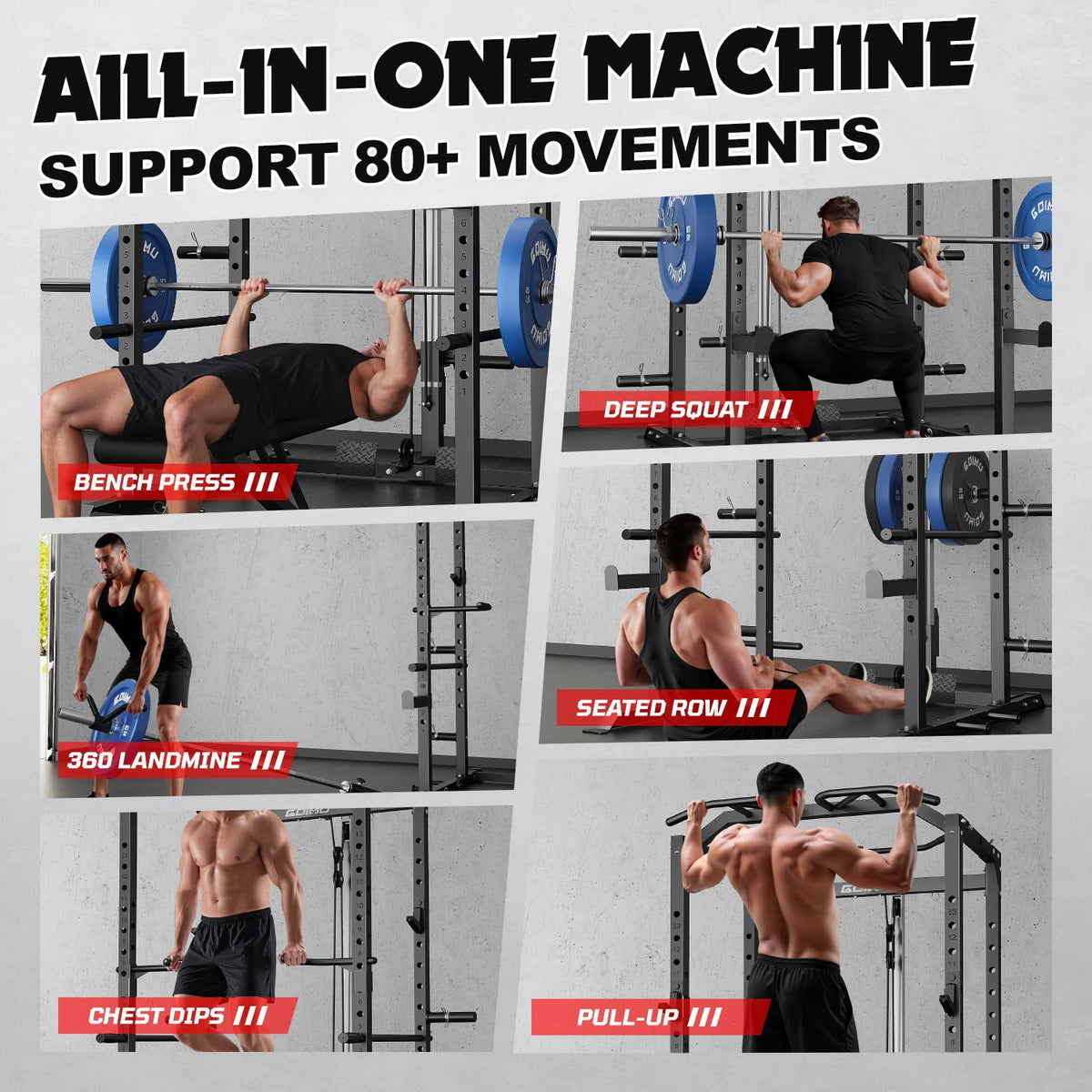 MITONOS C1-V4 Power Cage, 2000LBS Squat Rack with LAT Pulldown, Multi-Function Weight Cage Strength Training Machine, Workout Cage with More Attachments for Home Gym Garage , BK
