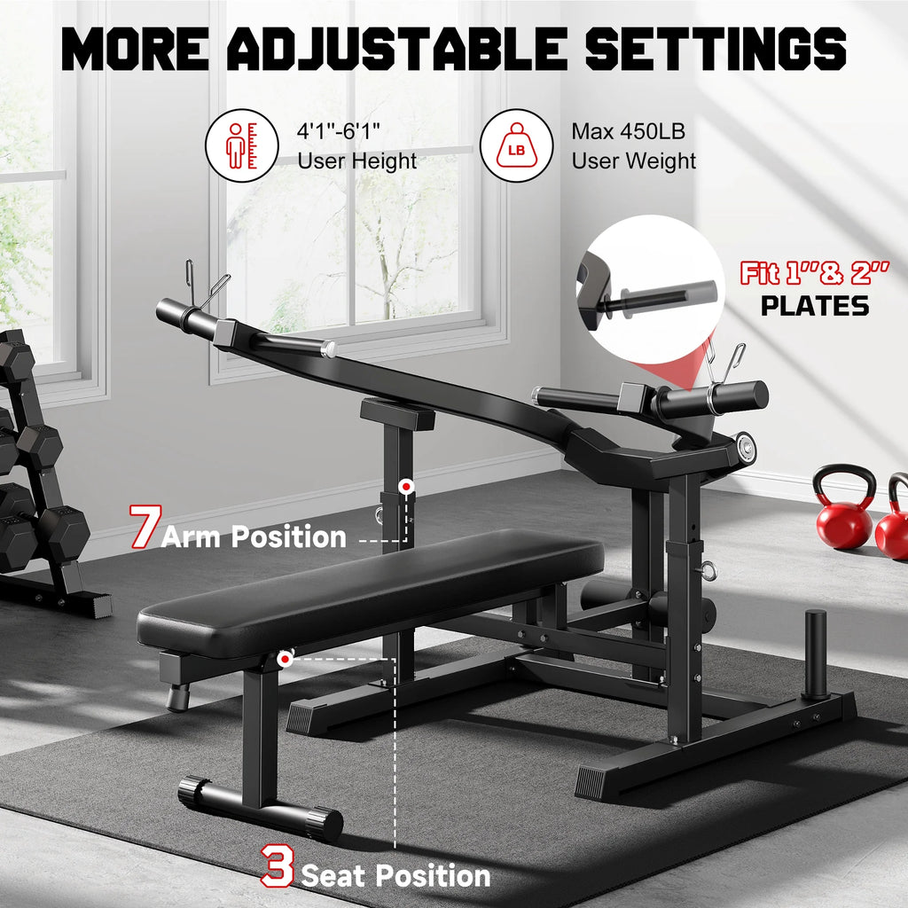 MITONOS Chest Press Machine, 1300lbs Bench Press Machine with Independent Converging Arms, Adjustable Flat Incline Bench for Chest, Arm and AB Workouts