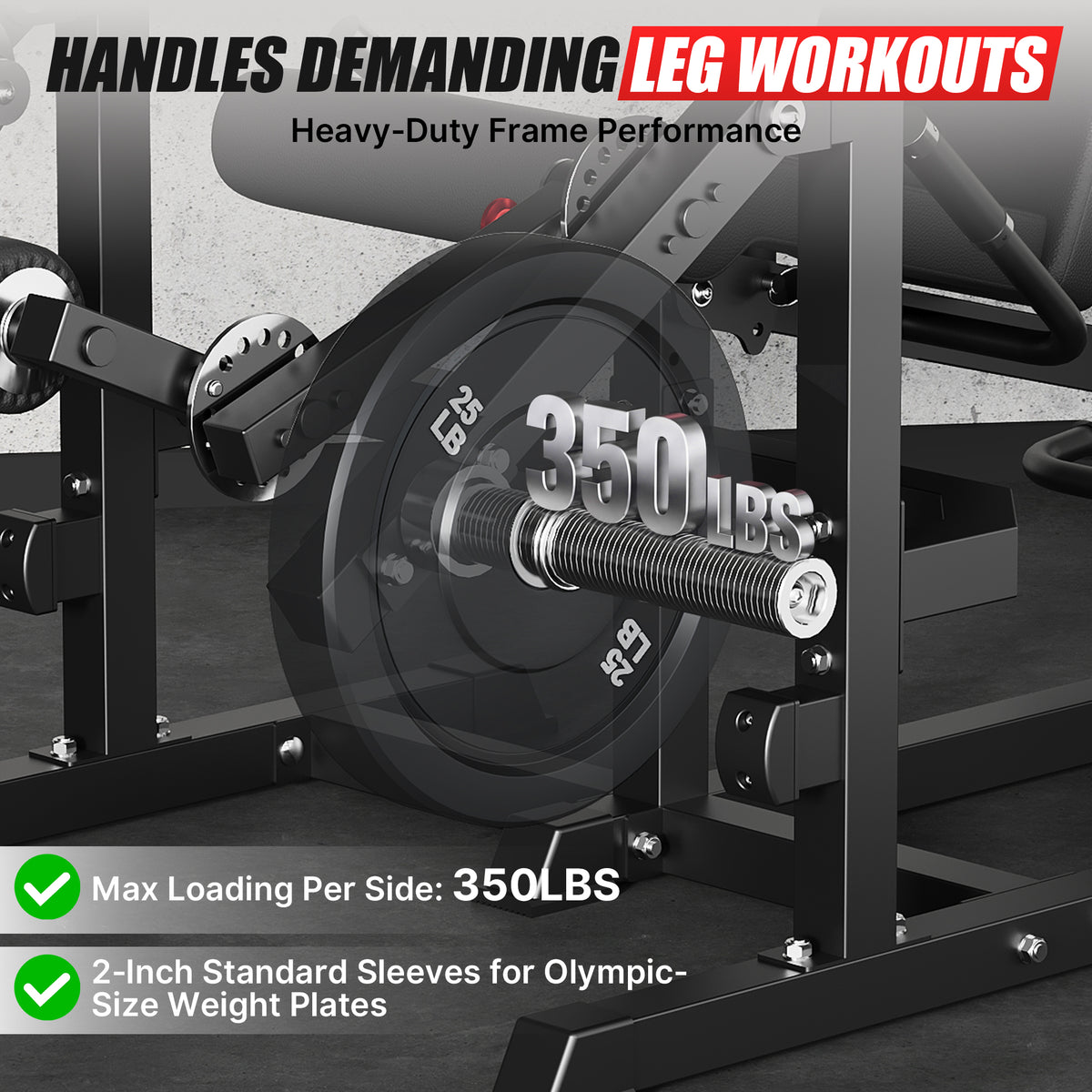 Mitonos Dual Independent Leg Machine Adjustable Unilateral Lower Body Training Equipment Plate Loaded Leg Extension and Leg Curl Machine for Home Gym,Black with 70LBS Black Weight Plates Set