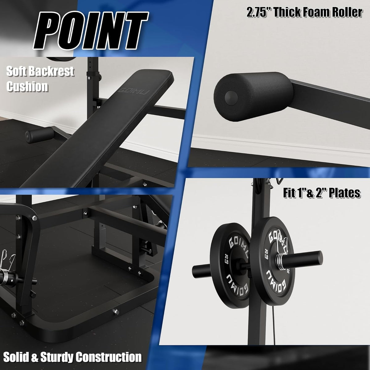 900LBS Olympic Weight Bench,9 in 1 Multifunction Strength Training Bench with Leg Extension, Preacher Curl Pad and LAT Pulldown for Home Gym,Black