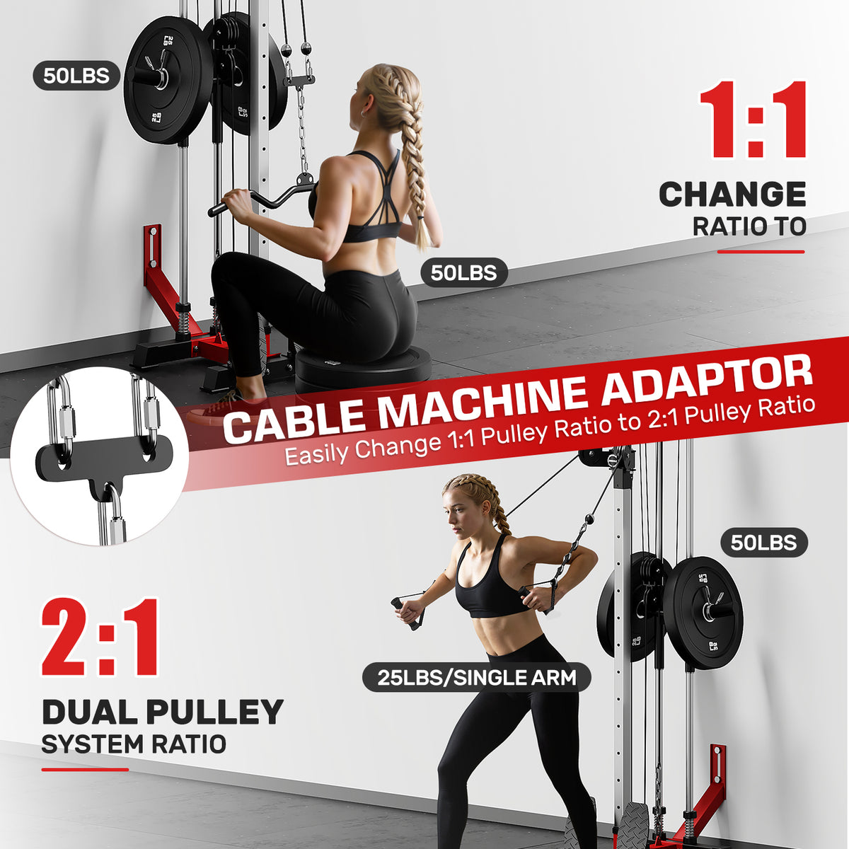 Mitonos Cable Crossover Machine, Lat Pull Down Machine with 18 Positions Dual Pulley System, Wall Mount LAT Pull Down Machine for Home Gym Fitness