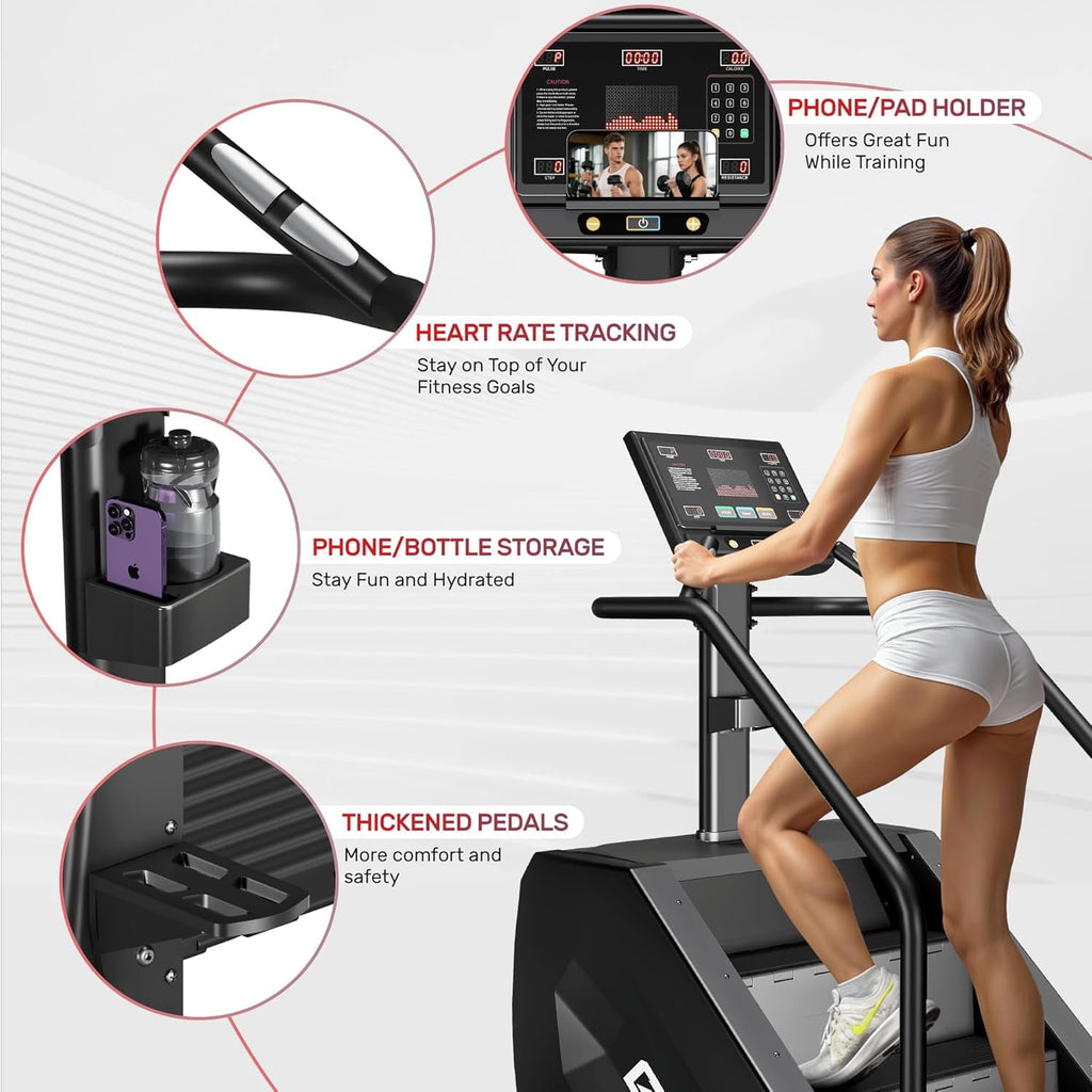 Stair Stepper Machine, 550Lbs Commercial Grade Stair Climber for Home with 15 Resistance Level and LED Screen, Stepmill Exercise Machine for Cardio and Full Body Workouts, 24-164 Steps/Min