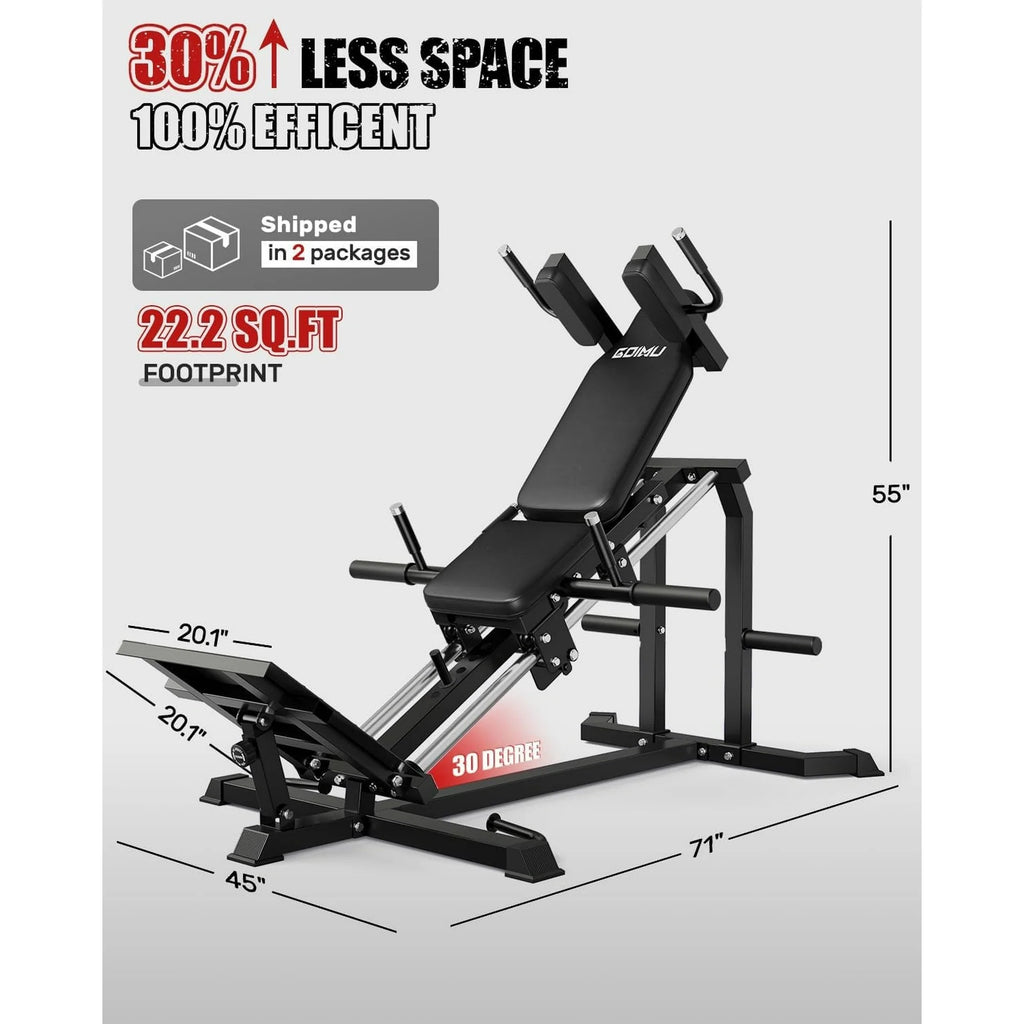 MITONOS Compact Leg Sled Machine, 30-Degree Adjustable Angles Leg Press Machine for Home Gym, Compact Hack Squat Machine with Removable Shoulder Pad, Lower Body Workout Equipment