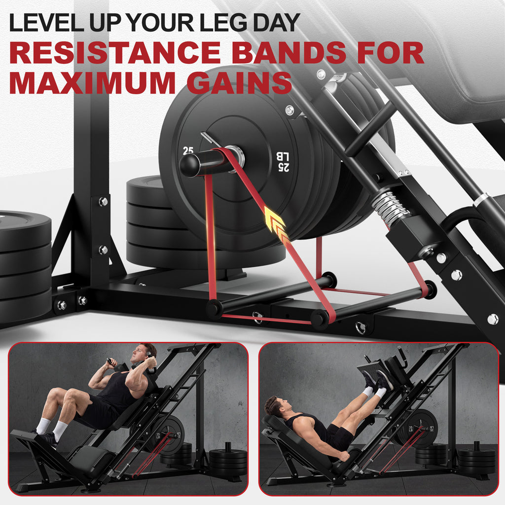 MITONOS Leg Press Hack Squat Machine Combo, 3 in 1 Adjustable Leg Press Machine for Home Gym, Smooth Leg Exercise Machine, Hack Squat Machine for Full Lower Body Workout with Weight Storage Posts L2
