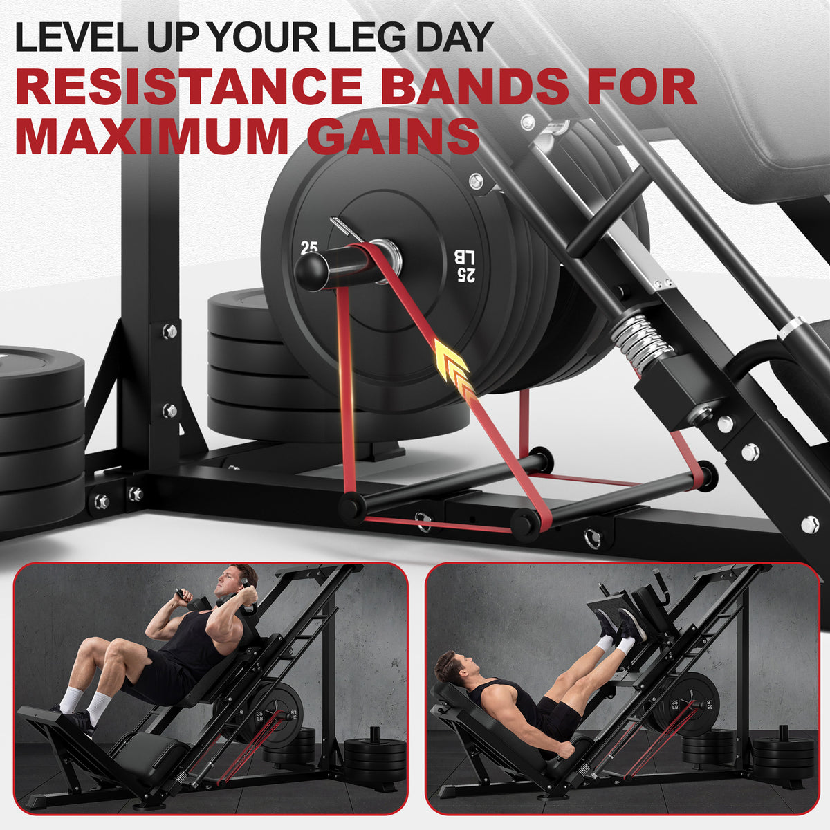 MITONOS Leg Press Hack Squat Machine Combo, 3 in 1 Adjustable Leg Press Machine for Home Gym, Smooth Leg Exercise Machine, Hack Squat Machine for Full Lower Body Workout with Weight Storage Posts L2