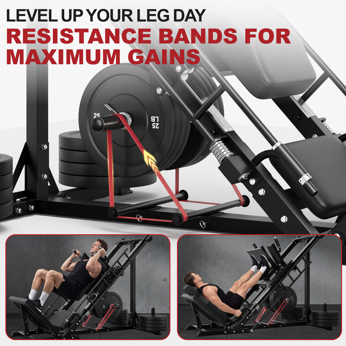 MITONOS Leg Press Hack Squat Machine Combo, 3 in 1 Adjustable Leg Press Machine for Home Gym, Smooth Leg Exercise Machine, Hack Squat Machine for Full Lower Body Workout with Weight Storage Posts L2