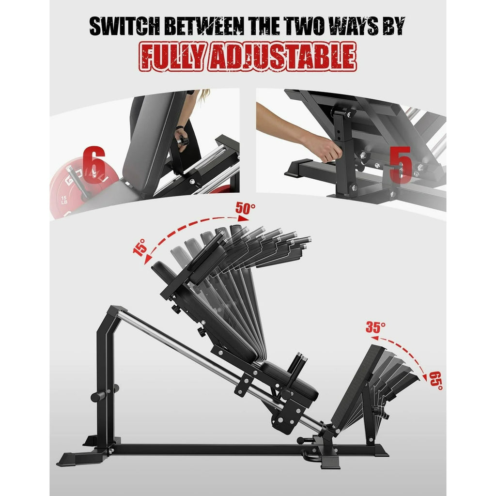 MITONOS Compact Leg Sled Machine, 30-Degree Adjustable Angles Leg Press Machine for Home Gym, Compact Hack Squat Machine with Removable Shoulder Pad, Lower Body Workout Equipment