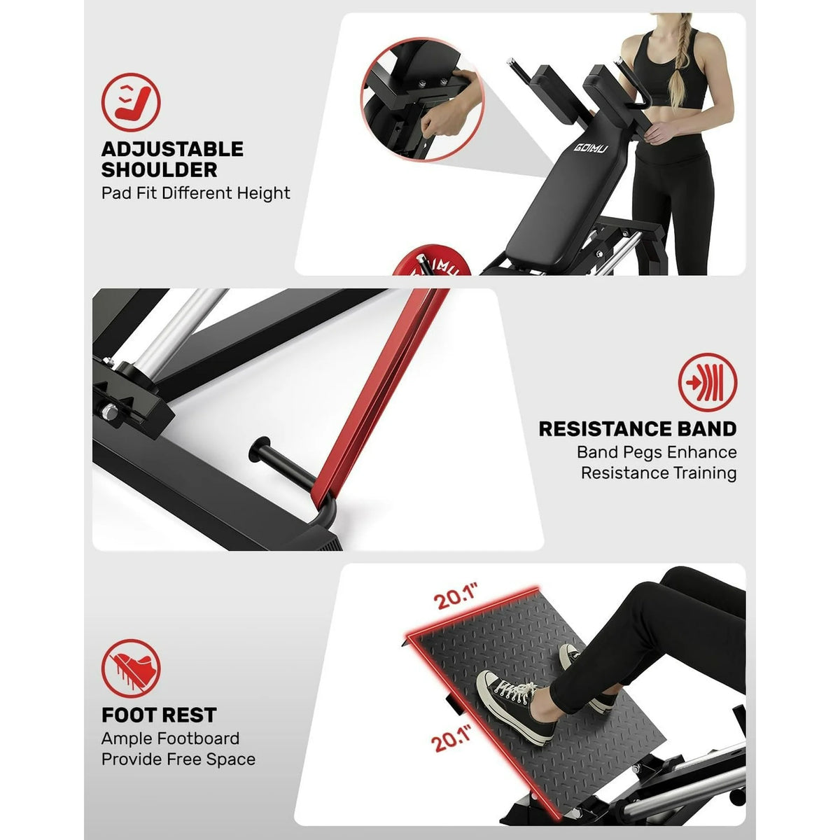 MITONOS Compact Leg Sled Machine, 30-Degree Adjustable Angles Leg Press Machine for Home Gym, Compact Hack Squat Machine with Removable Shoulder Pad, Lower Body Workout Equipment
