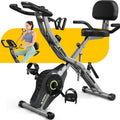 5-in-1 Exercise Bike Quiet Folding Magnetic Upright Bikes with Arm Resistance Bands Home Workout Use,16 Levels of Resistance
