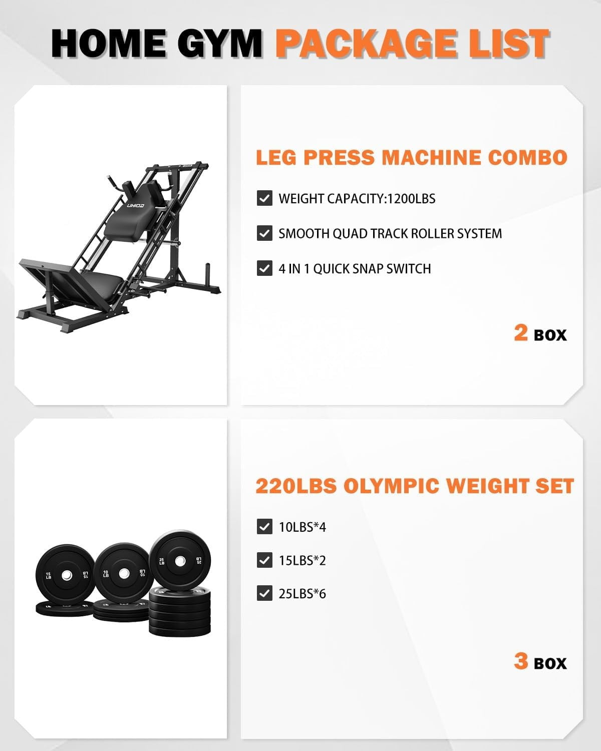 MITONOS Leg Press Hack Squat Machine Combo, 4 in 1 Adjustable Leg Press Machine for Home Gym, Smooth Leg Exercise Machine, Hack Squat Machine for Full Lower Body Workout with Weight Storage Posts L2