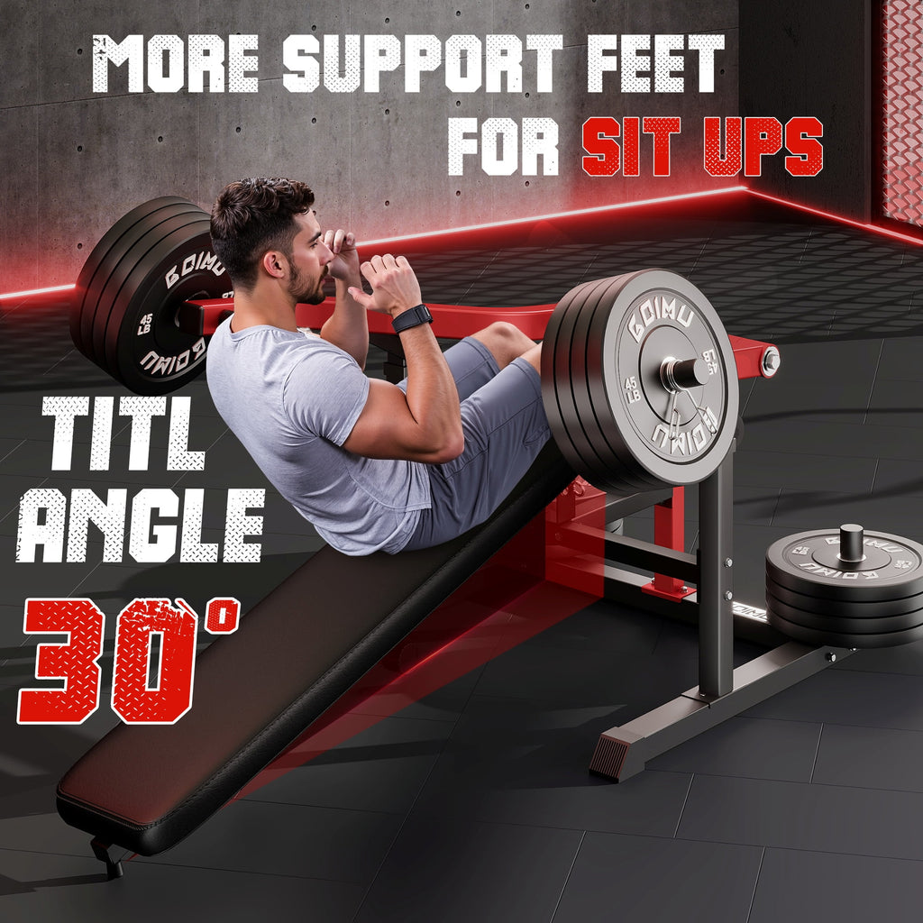 MITONOS Chest Press Machine,Weight Bench Press Machine with Independent Converging Arms,Adjustable Flat Incline Bench Press for Chest,AB Workout Home Gym Equipment(RED)
