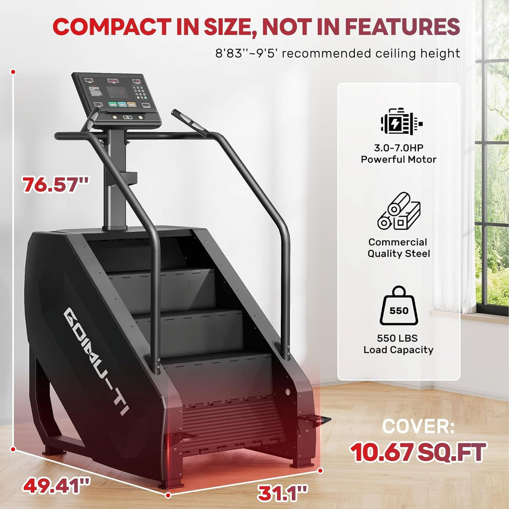 Stair Stepper Machine, 550Lbs Commercial Grade Stair Climber for Home with 15 Resistance Level and LED Screen, Stepmill Exercise Machine for Cardio and Full Body Workouts, 24-164 Steps/Min