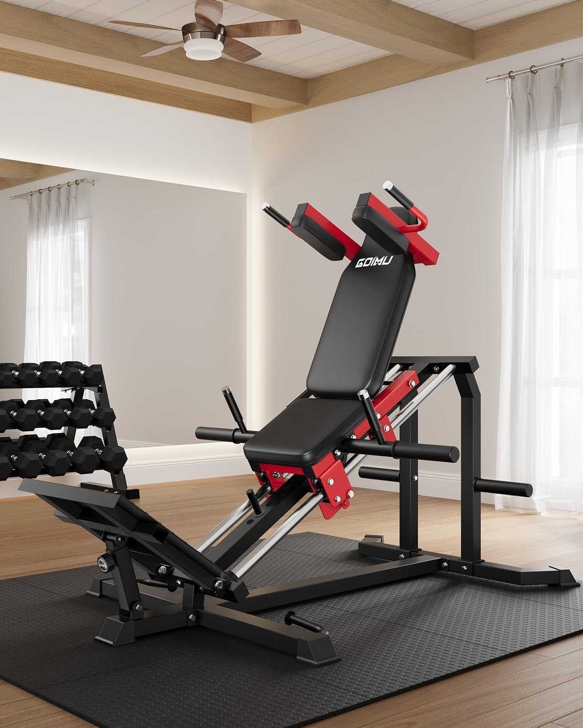 MITONOS Space-Saving Leg Press & Hack Squat Machine, 30-Degree Adjustable Angles Leg Press Machine for Home Gym, Compact Hack Squat Machine with Removable Shoulder Pad, Lower Body Workout Equipment