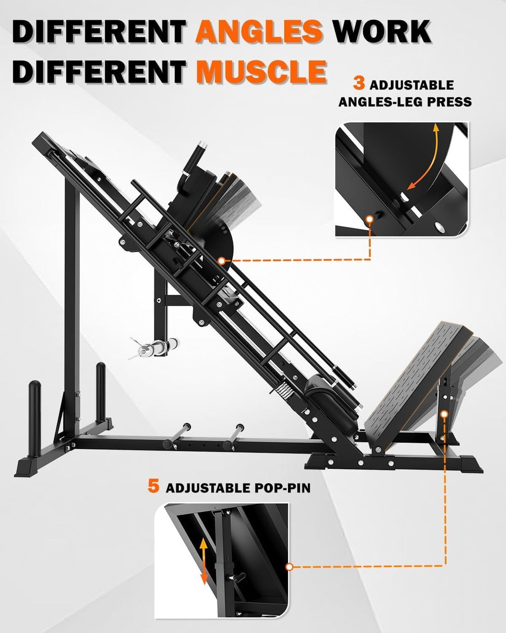 MITONOS Leg Press Hack Squat Machine Combo, 4 in 1 Adjustable Leg Press Machine for Home Gym, Smooth Leg Exercise Machine, Hack Squat Machine for Full Lower Body Workout with Weight Storage Posts L2