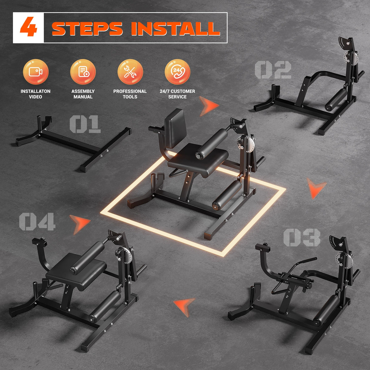MITONOS Leg Extension and Curl Machine, 4 in 1 Lower Body Workout Machine， Adjustable Leg Curl Machine, Leg Extension Machine with Exercise Bench, Home Gym Weight Machine