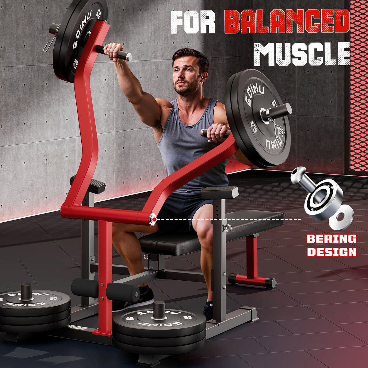 MITONOS Chest Press Machine,Weight Bench Press Machine with Independent Converging Arms,Adjustable Flat Incline Bench Press for Chest,AB Workout Home Gym Equipment(RED)