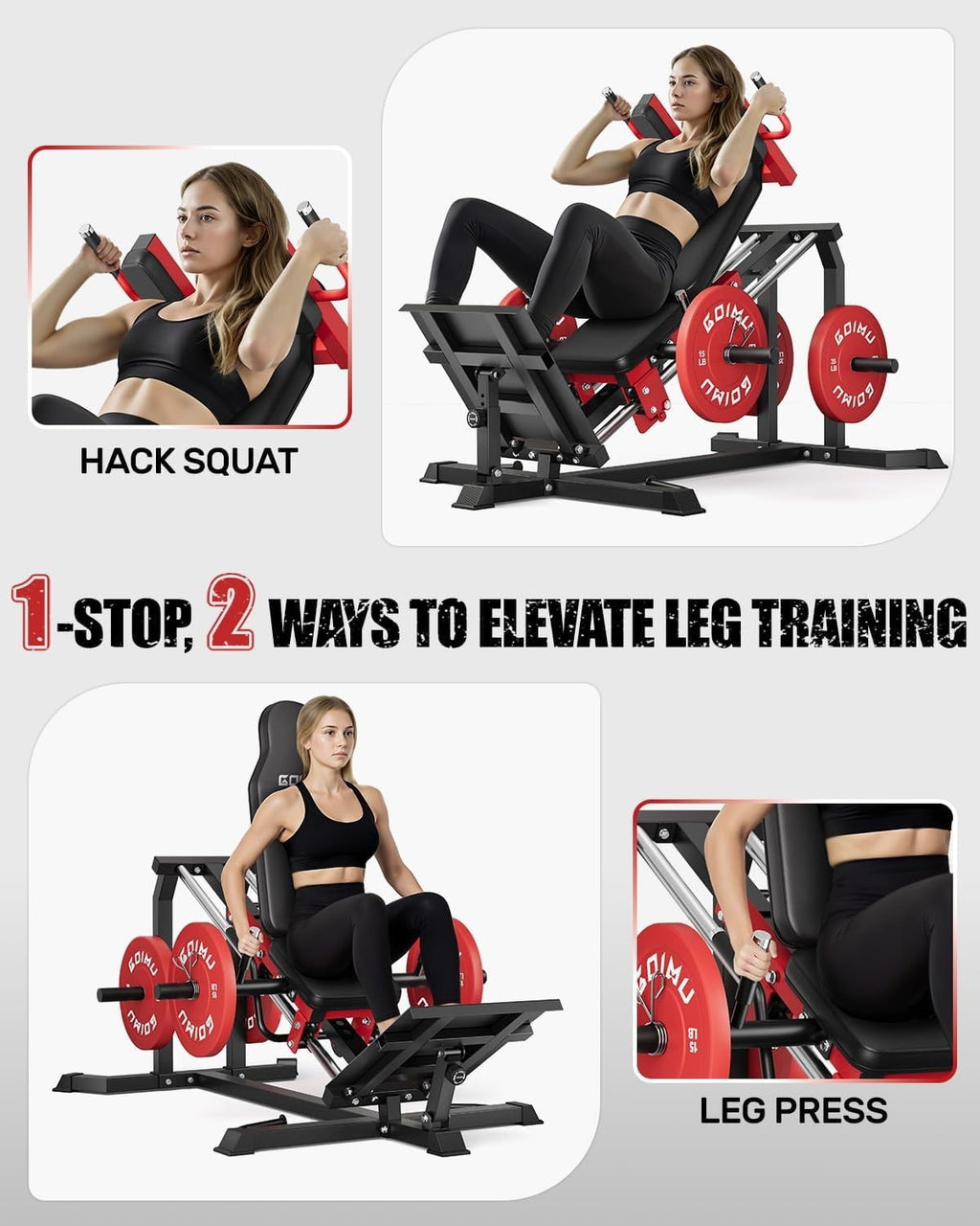 MITONOS Space-Saving Leg Press & Hack Squat Machine, 30-Degree Adjustable Angles Leg Press Machine for Home Gym, Compact Hack Squat Machine with Removable Shoulder Pad, Lower Body Workout Equipment