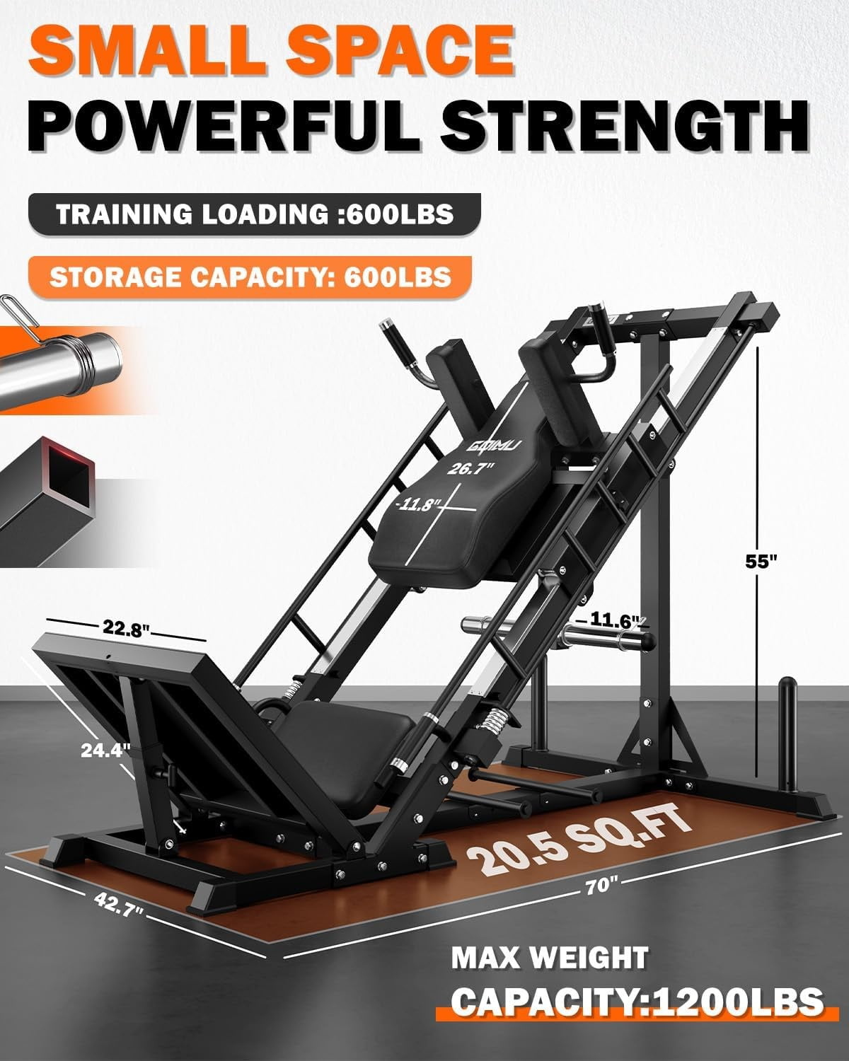 MITONOS Leg Press Hack Squat Machine Combo, 4 in 1 Adjustable Leg Press Machine for Home Gym, Smooth Leg Exercise Machine, Hack Squat Machine for Full Lower Body Workout with Weight Storage Posts L2